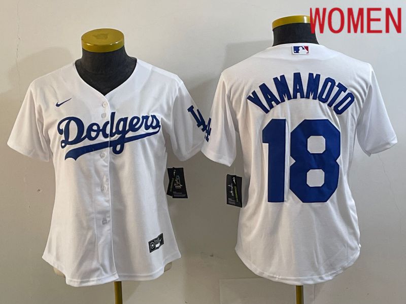 Women Los Angeles Dodgers #18 Yamamoto White Nike Game MLB Jersey style 1->women mlb jersey->Women Jersey
